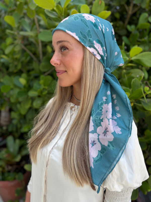 Sage Blush Floral Collection Square Head Scarf