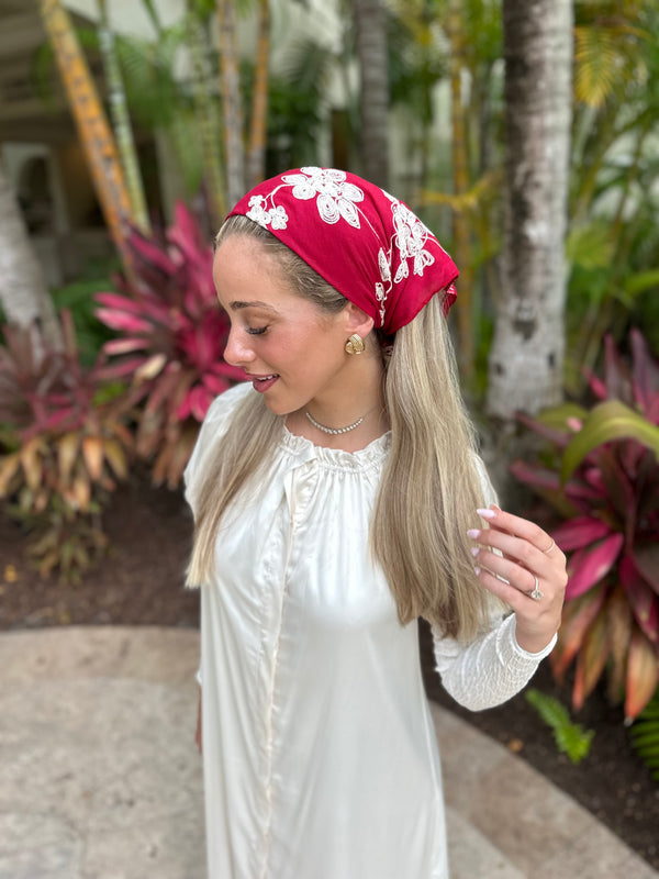 Embroiderey Floral Cotton Viscose Bandanas