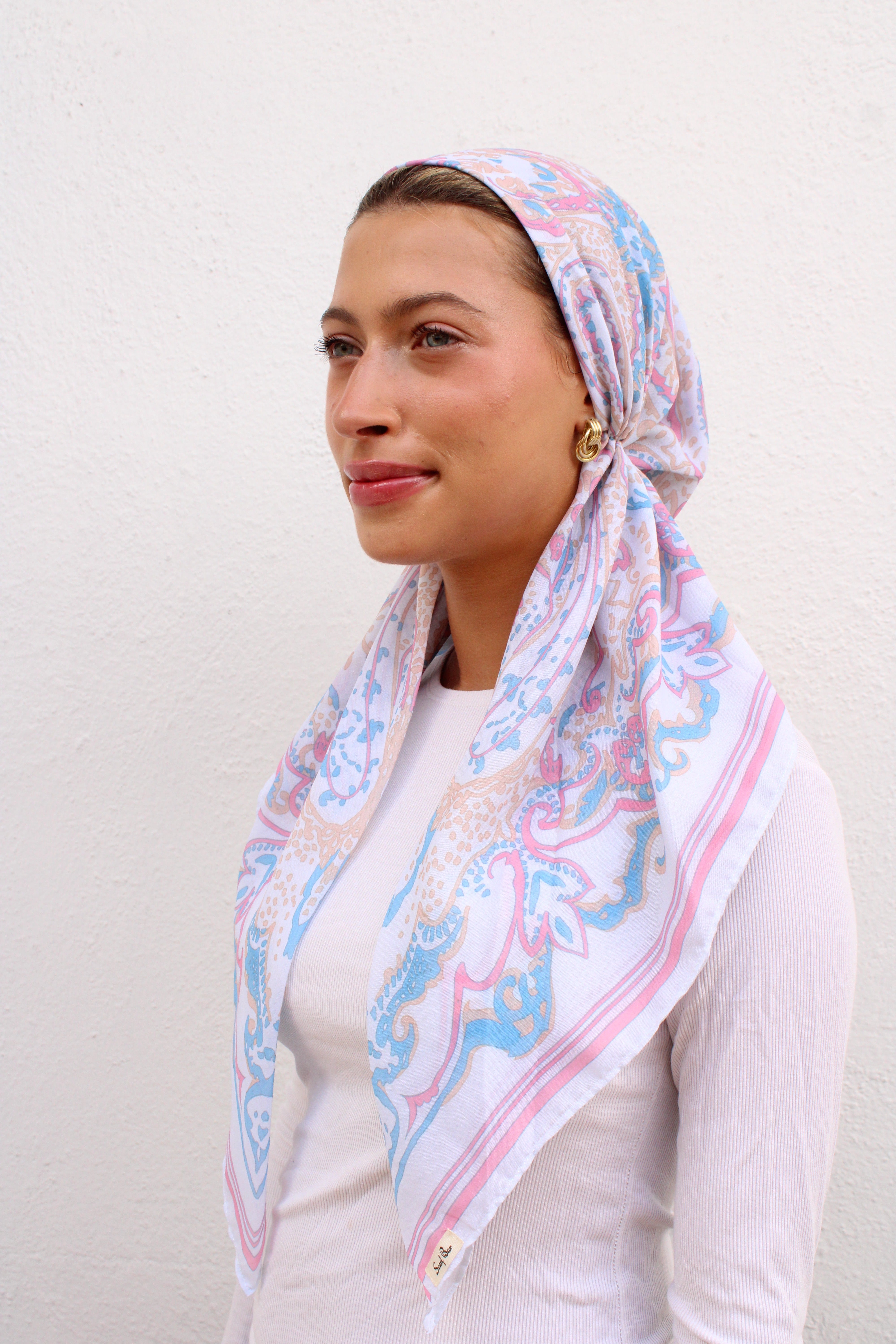 CLASSIC PRETIED Paisley Pink Head Scarf (WITH VELVET GRIP) – Scarf Bar