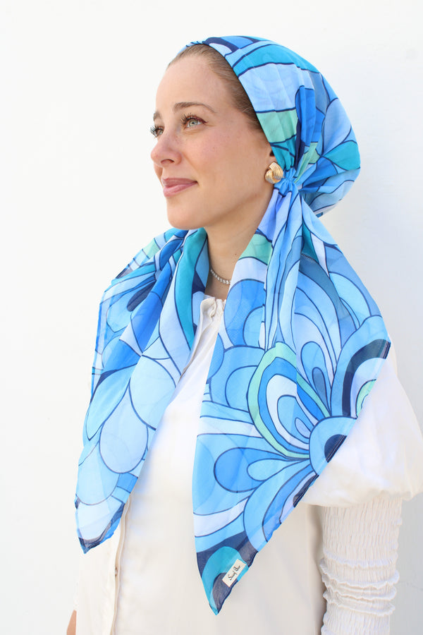 CLASSIC PRETIED Inspired Blue Capri Head Scarf