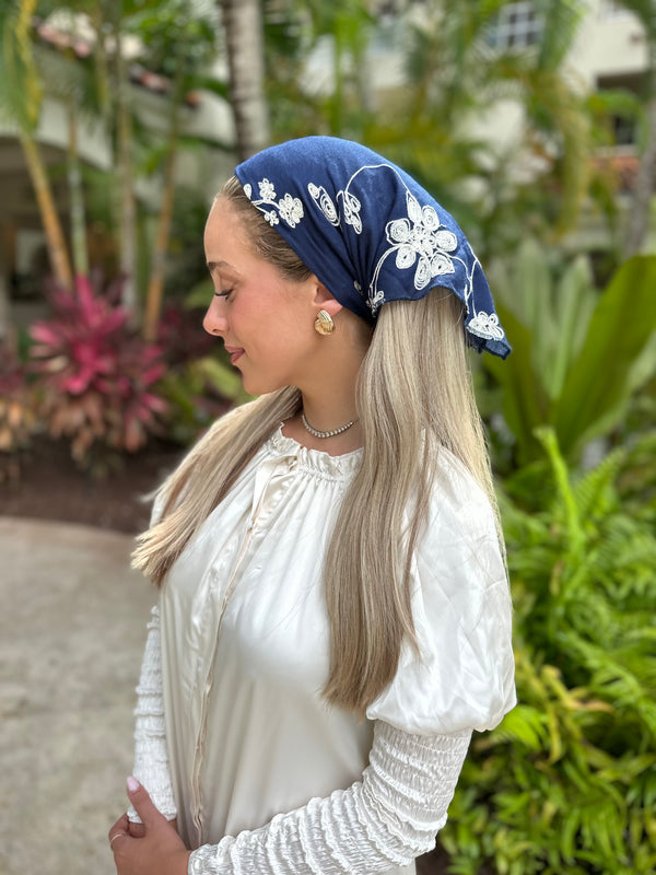 Embroiderey Floral Cotton Viscose Bandanas