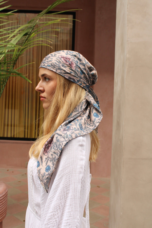 Cottagecore Floral Square Head Scarf