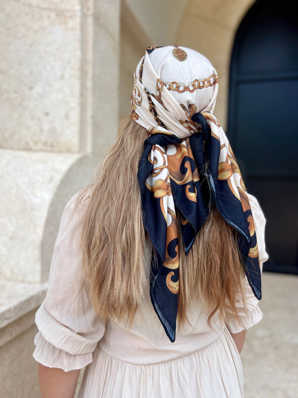 Designer Chain Square Head Scarf – Scarf Bar