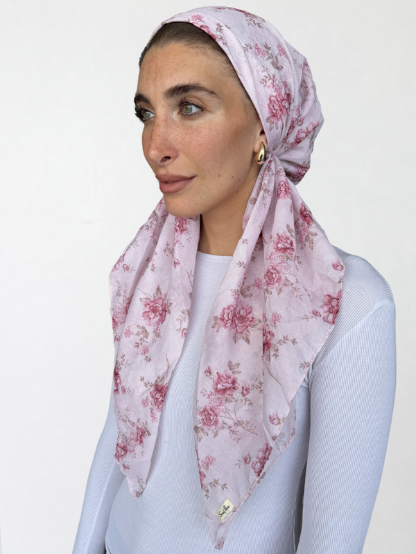 CLASSIC PRETIED Rosewood Petals Head Scarf (WITH VELVET GRIP)