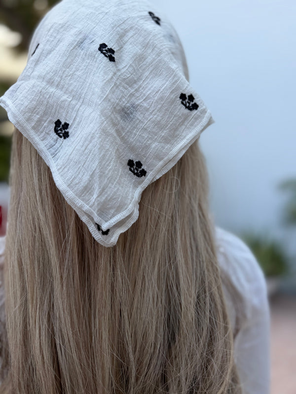 Solid Floral Embroidery Bandanas