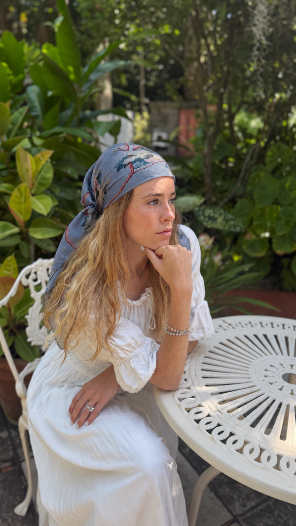 Blue Willow Square Head Scarf