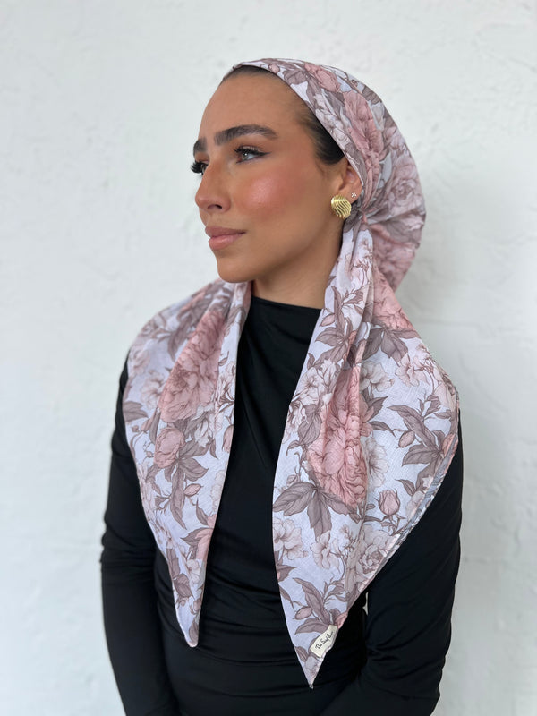 CLASSIC PRETIED Vintage Fall Blossom Head Scarf (WITH VELVET GRIP)