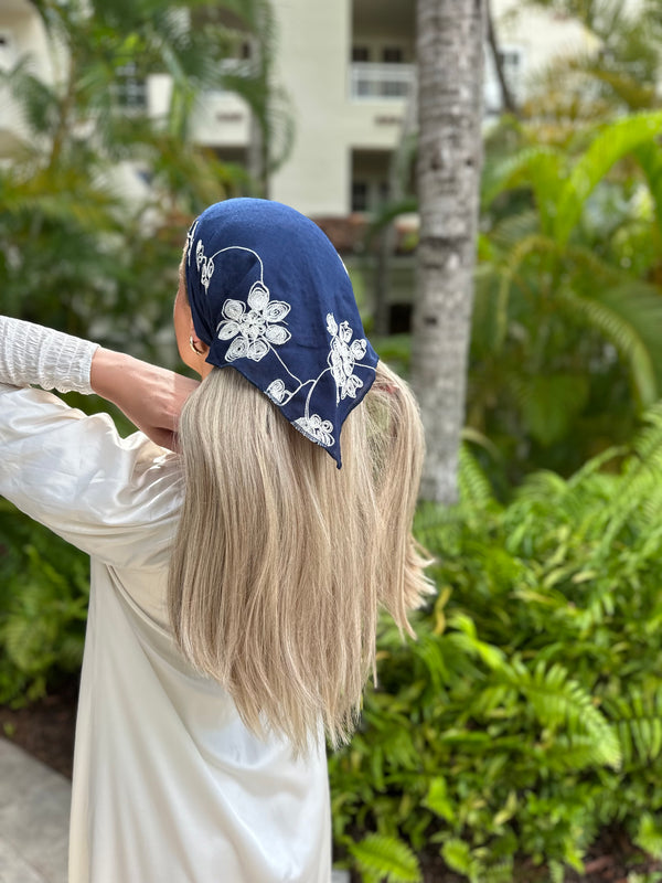 Embroiderey Floral Cotton Viscose Bandanas