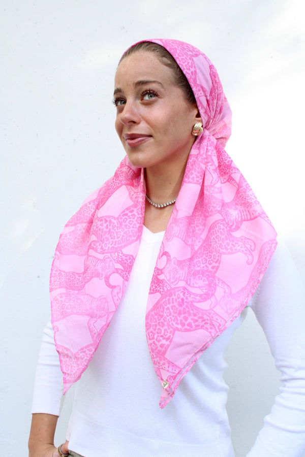 CLASSIC PRETIED Pink Panther Head Scarf (WITH VELVET GRIP)