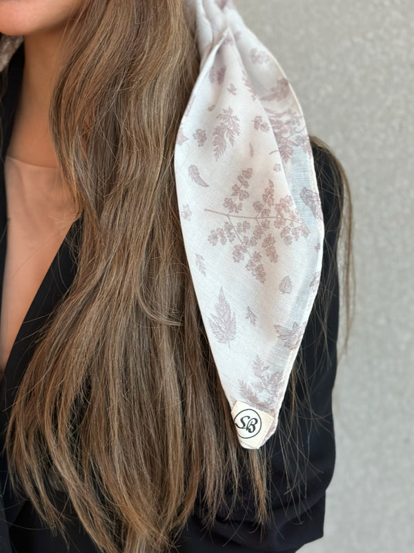 Taupe Leaves Square Head Scarf