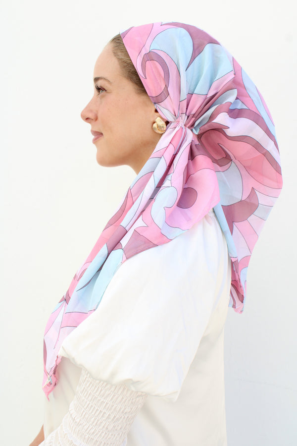 VERSATILE PRETIED Inspired Pastel Swirl Head Scarf