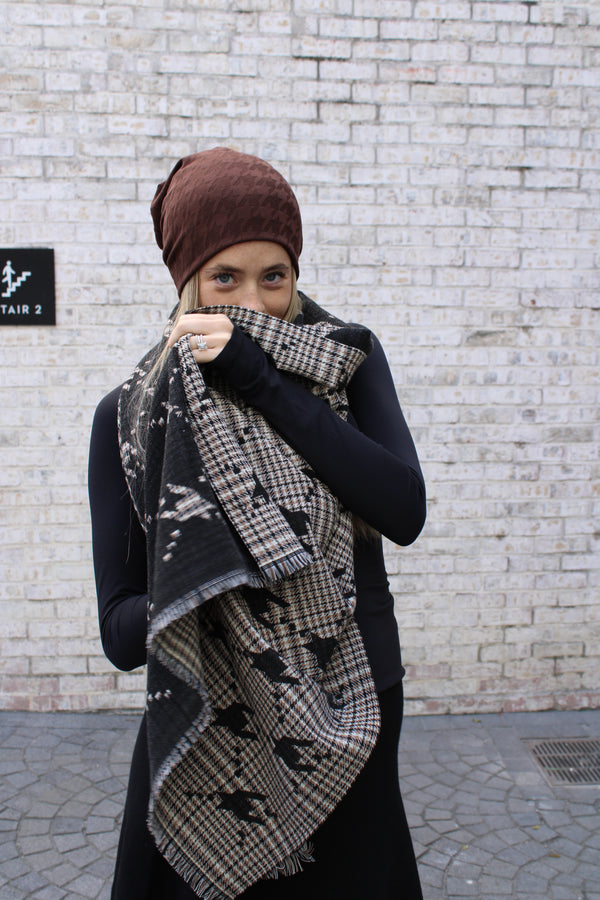 Houndstooth Plaid Blanket Scarf