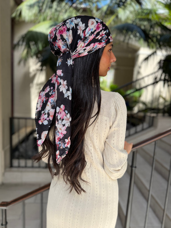 Moonlight Garden Square Head Scarf