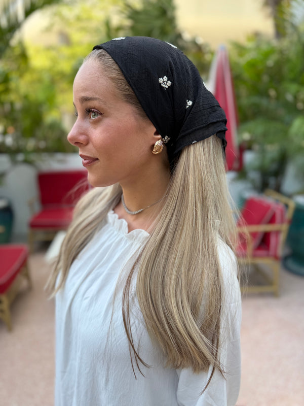 Solid Floral Embroidery Bandanas