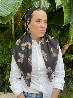 CLASSIC PRETIED Leopard Butterfly Head Scarf (WITH VELVET GRIP)