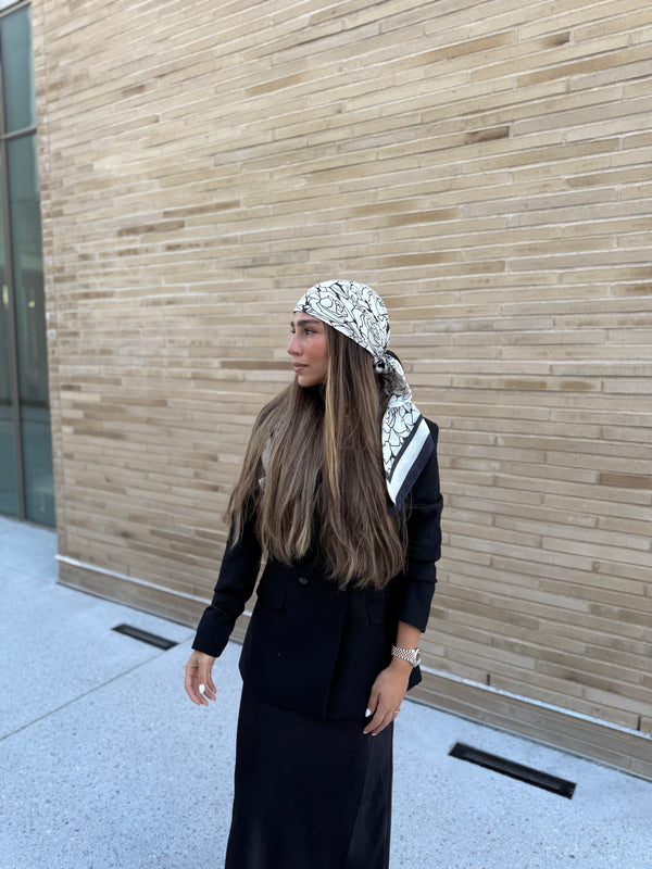 Cream Rose Square Head Scarf