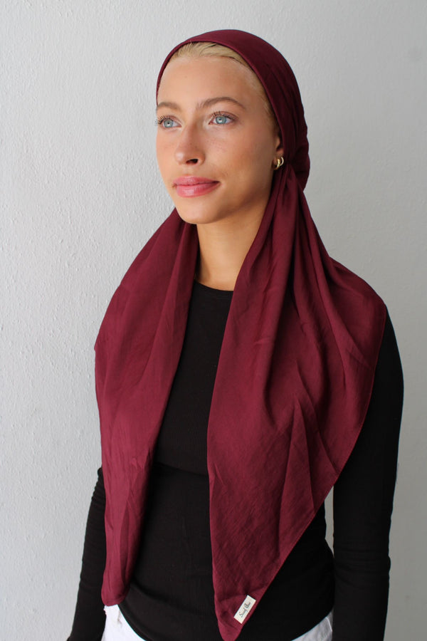 CLASSIC PRETIED Matte Satin Burgundy (with Velvet Grip)