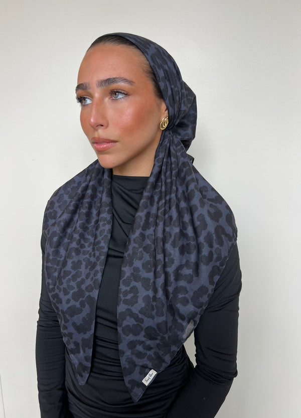 CLASSIC PRETIED Noir Panther Head Scarf (WITH VELVET GRIP)