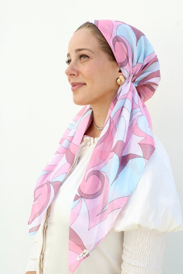 CLASSIC PRETIED Inspired Pastel Swirl Head Scarf