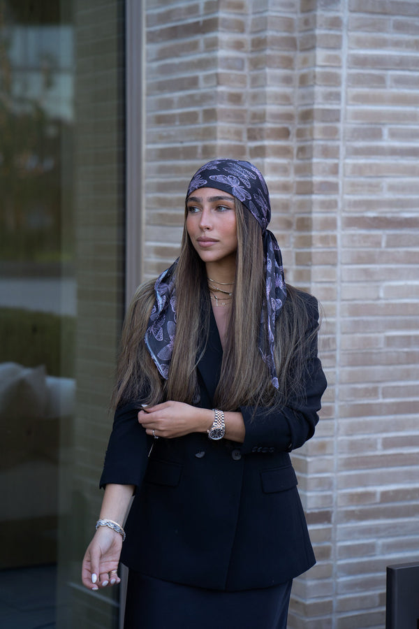 Midnight Butterfly Square Head Scarf
