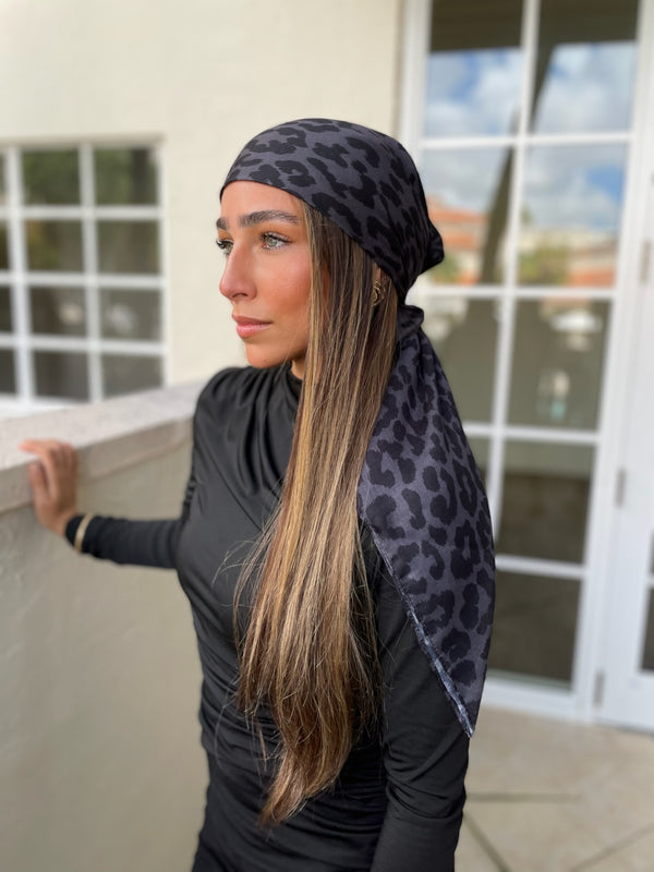Noir Panther Square Head Scarf
