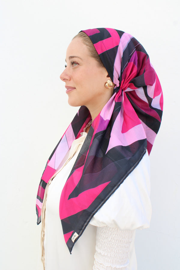 VERSATILE PRETIED Inspired Fuschia Art Deco Head Scarf