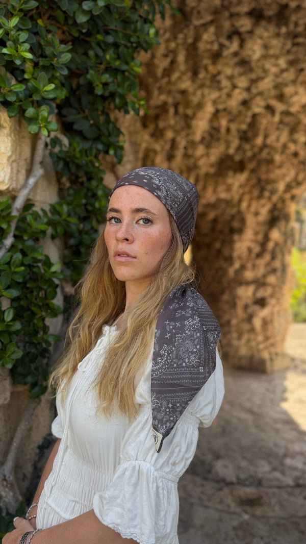 Mocha Paisley Square Head Scarf