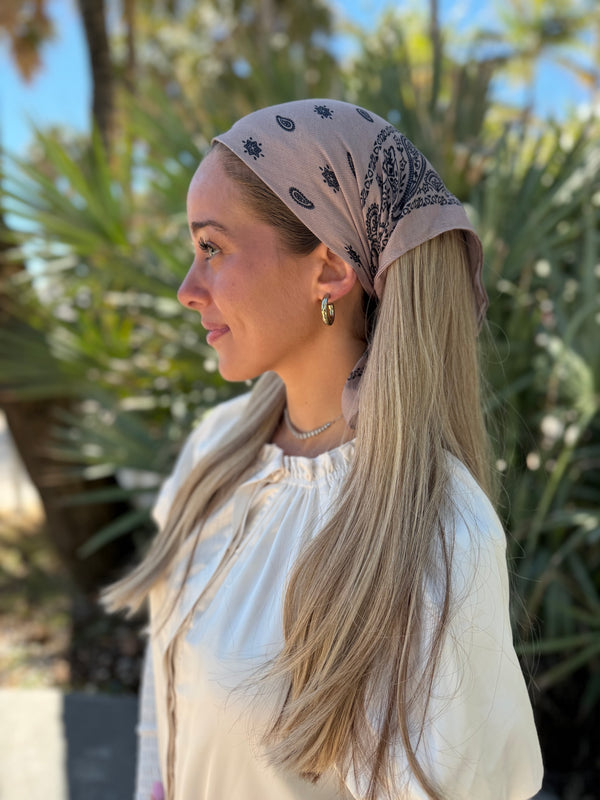 Paisley Taupe Bandana