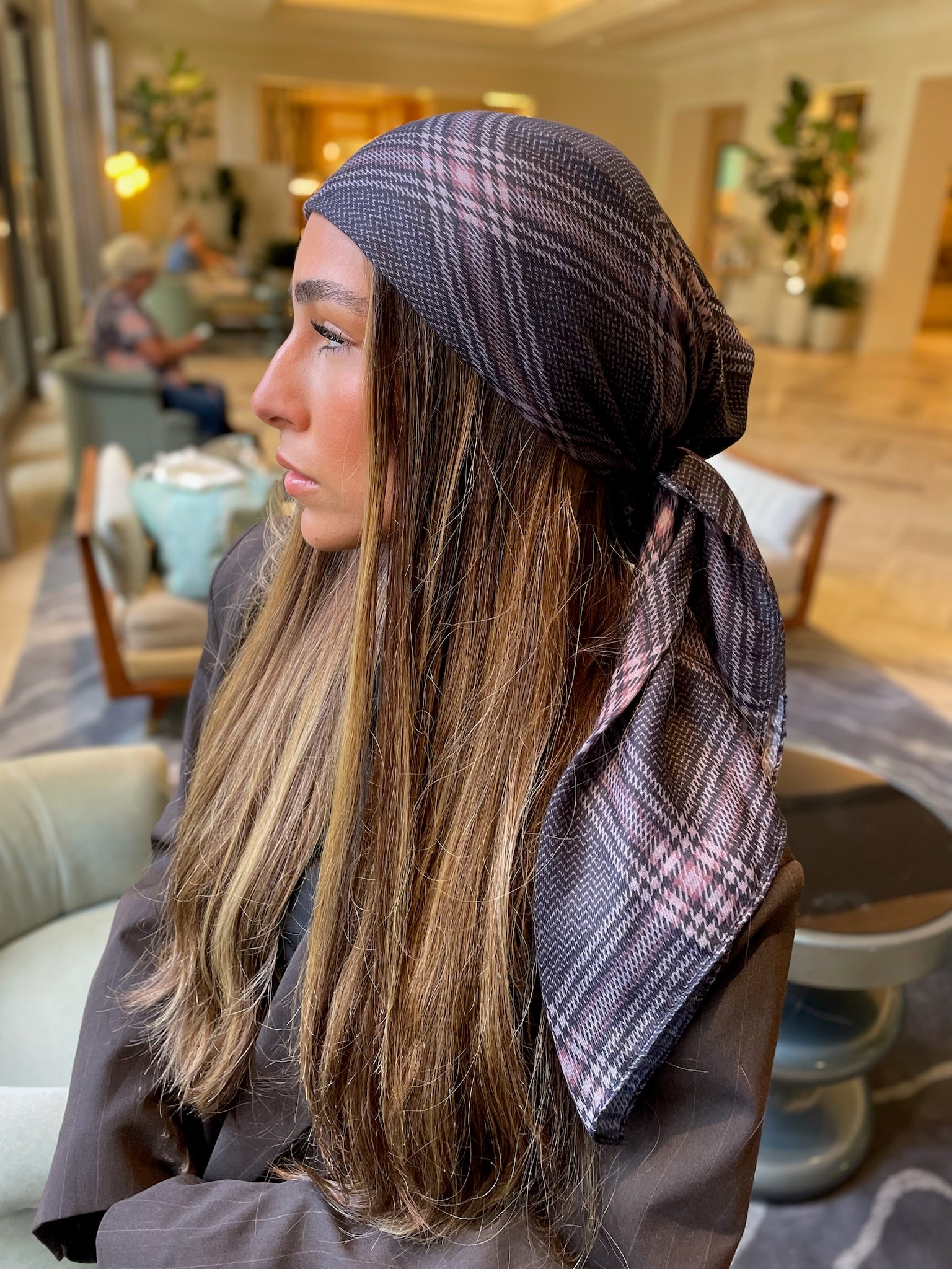 Mulberry Plaid Square Head Scarf – Scarf Bar