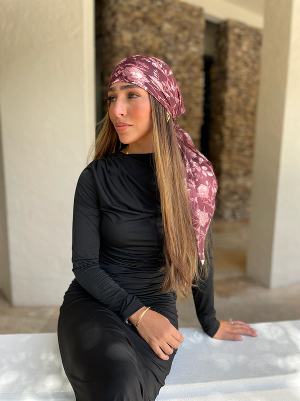 Merlot Meadow Square Head Scarf