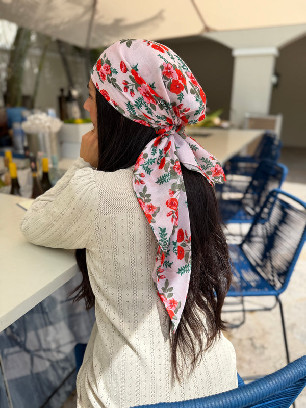 Scarlet Garden Square Head Scarf