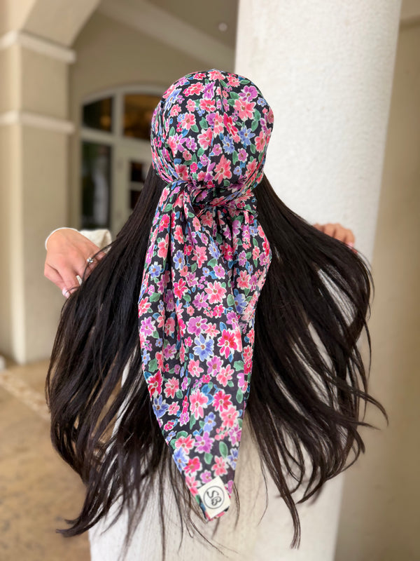 Ditsy Noir Square Head Scarf
