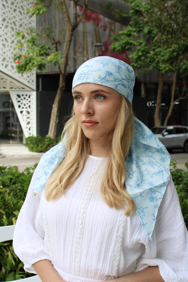 Whimsical Toile Square Head Scarf