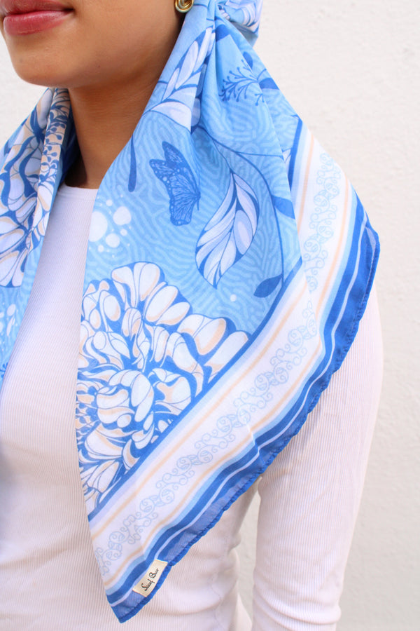 CLASSIC PRETIED Santorini Sky Head Scarf (WITH VELVET GRIP)