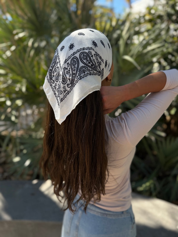Paisley White Bandana