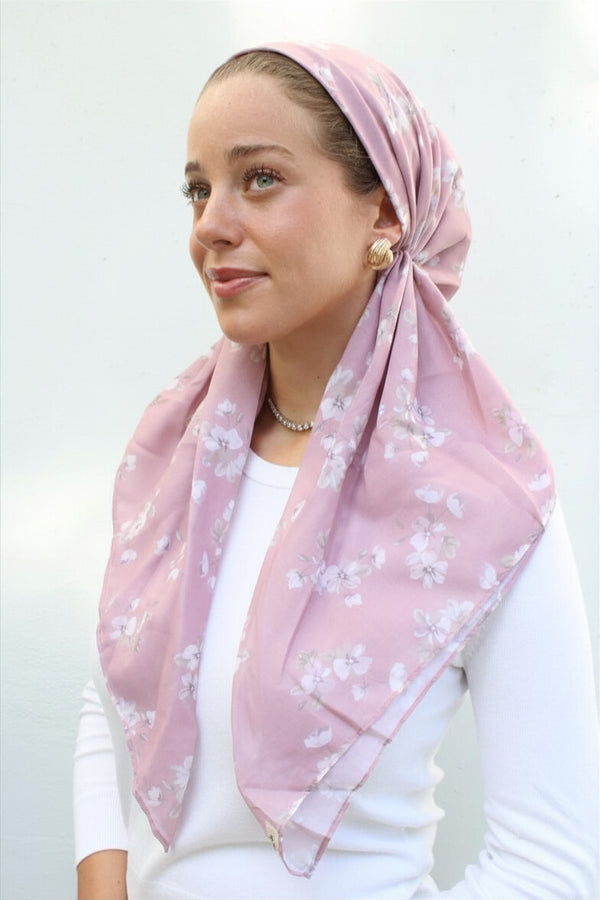 CLASSIC PRETIED Blushing Petals Head Scarf (WITH VELVET GRIP)