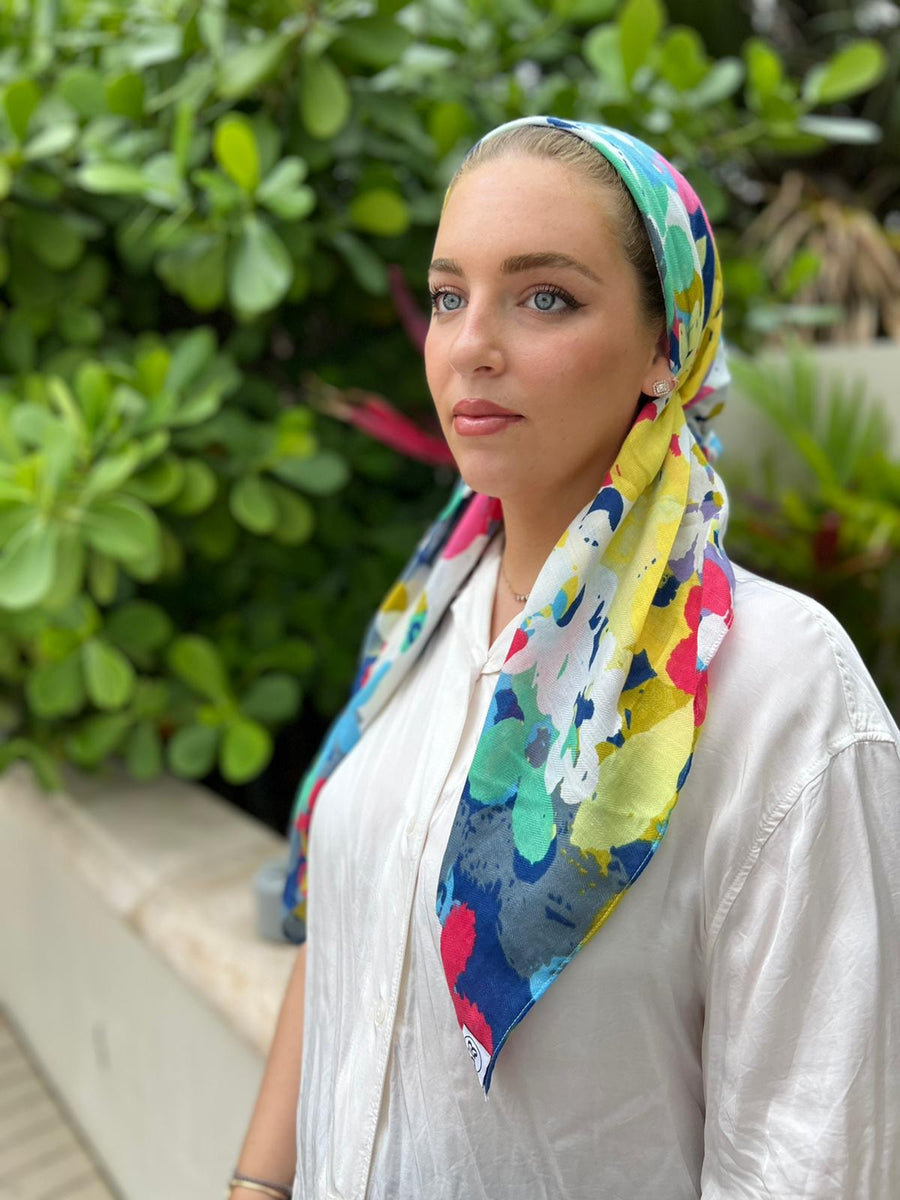 SB CLASSIC PRETIED Fun Floral Head Scarf (WITH VELVET GRIP)