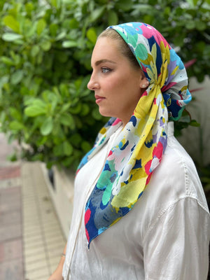 SB CLASSIC PRETIED Fun Floral Head Scarf (WITH VELVET GRIP)