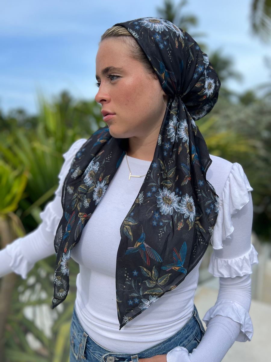 CLASSIC PRETIED Black Mockingbird Floral (WITH VELVET GRIP)