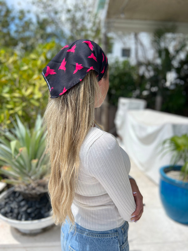 Hot Pink Mocking Bird Bandana