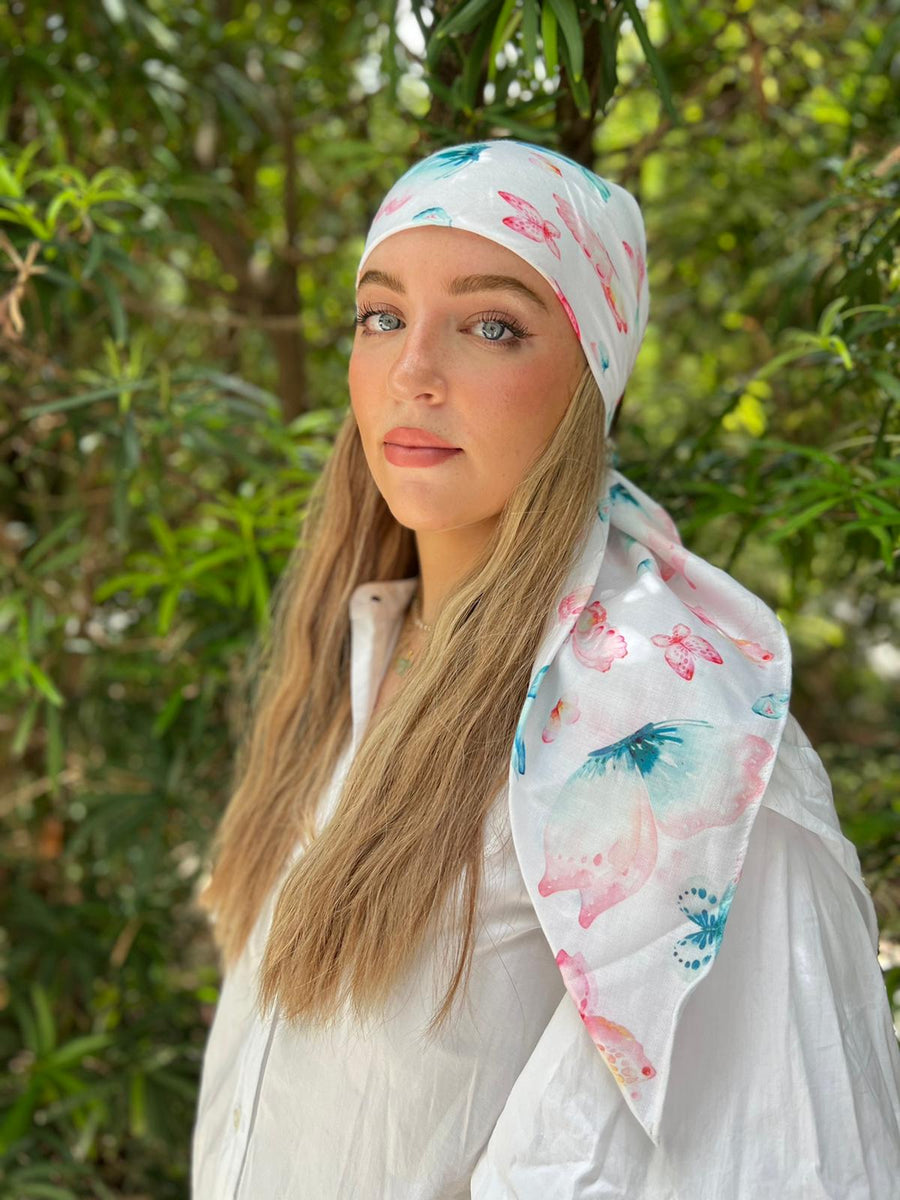 Watercolor Butterfly Square Head Scarf