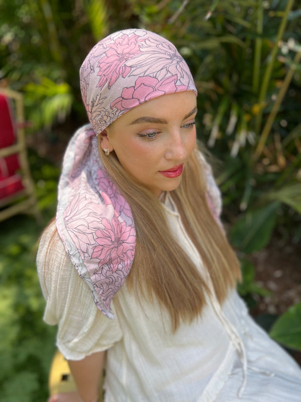 Blooming Dahlias Square Head Scarf