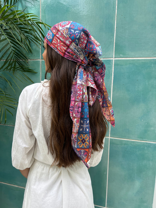 Portugal Tile Square Head Scarf