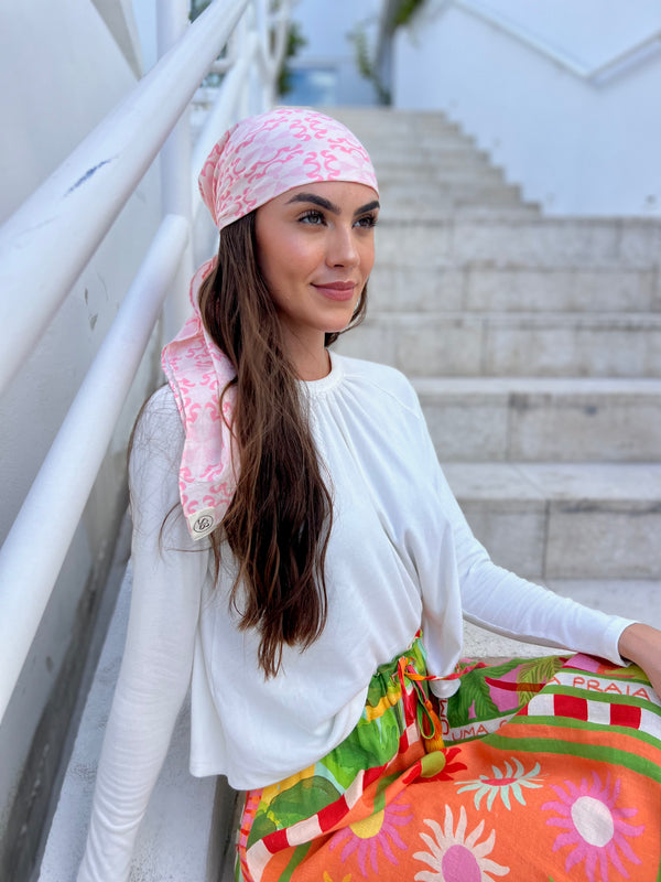 Abstract Pink Tile Square Head Scarf