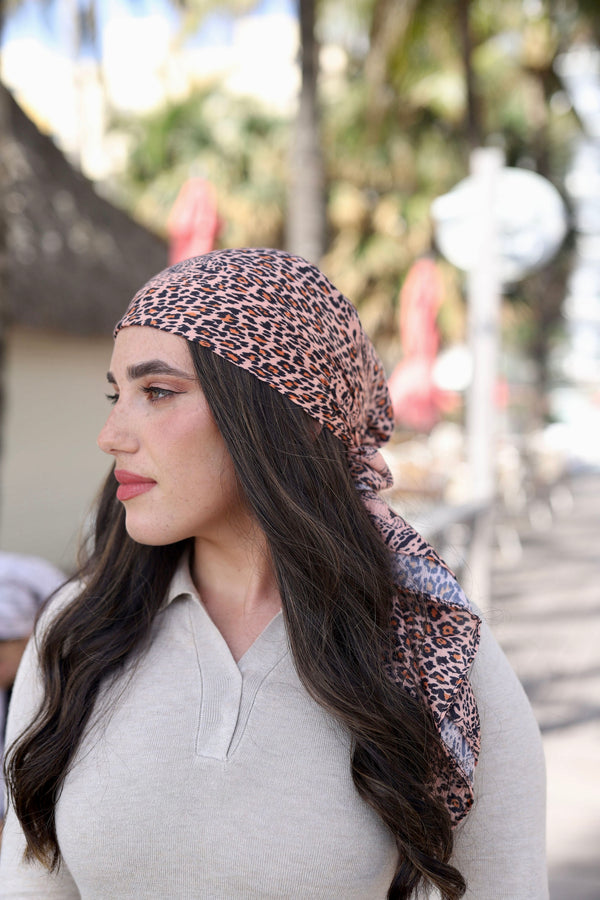 Spotted Leopard Square Head Scarf