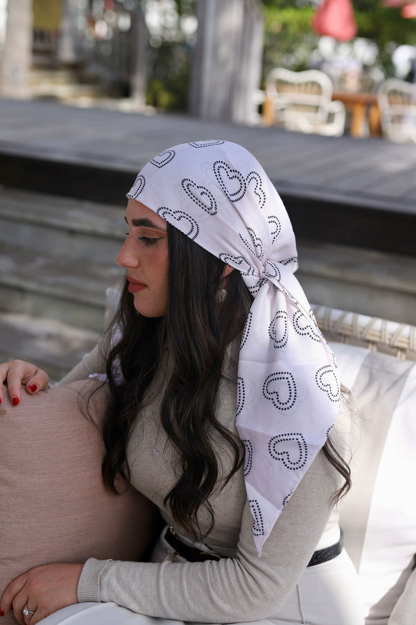 Pointelle Heart Square Head Scarf