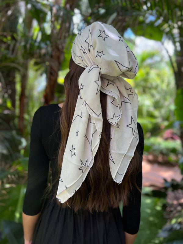 White Stars Square Head Scarf