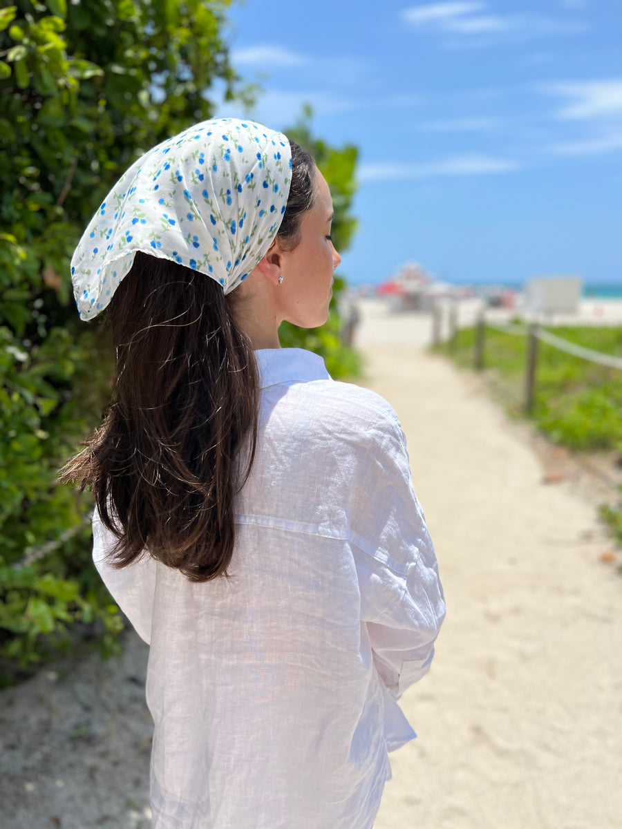 Blue mini Floral Bandana