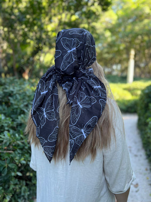 Black Butterfly Square Head Scarf