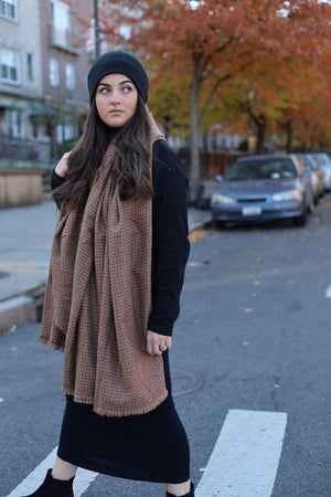 Luxe Caramel Checkers SB Blanket Scarf